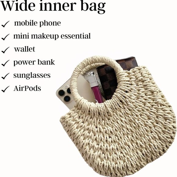 Versatile Bohemian Straw Shoulder Bag - Ideal for Travel and Casual Outfits - Picture 5 of 9